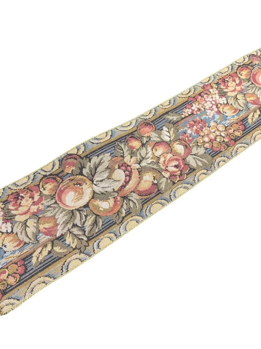 VTG floral tapestry brass pulls gobelin decor bell pull 49